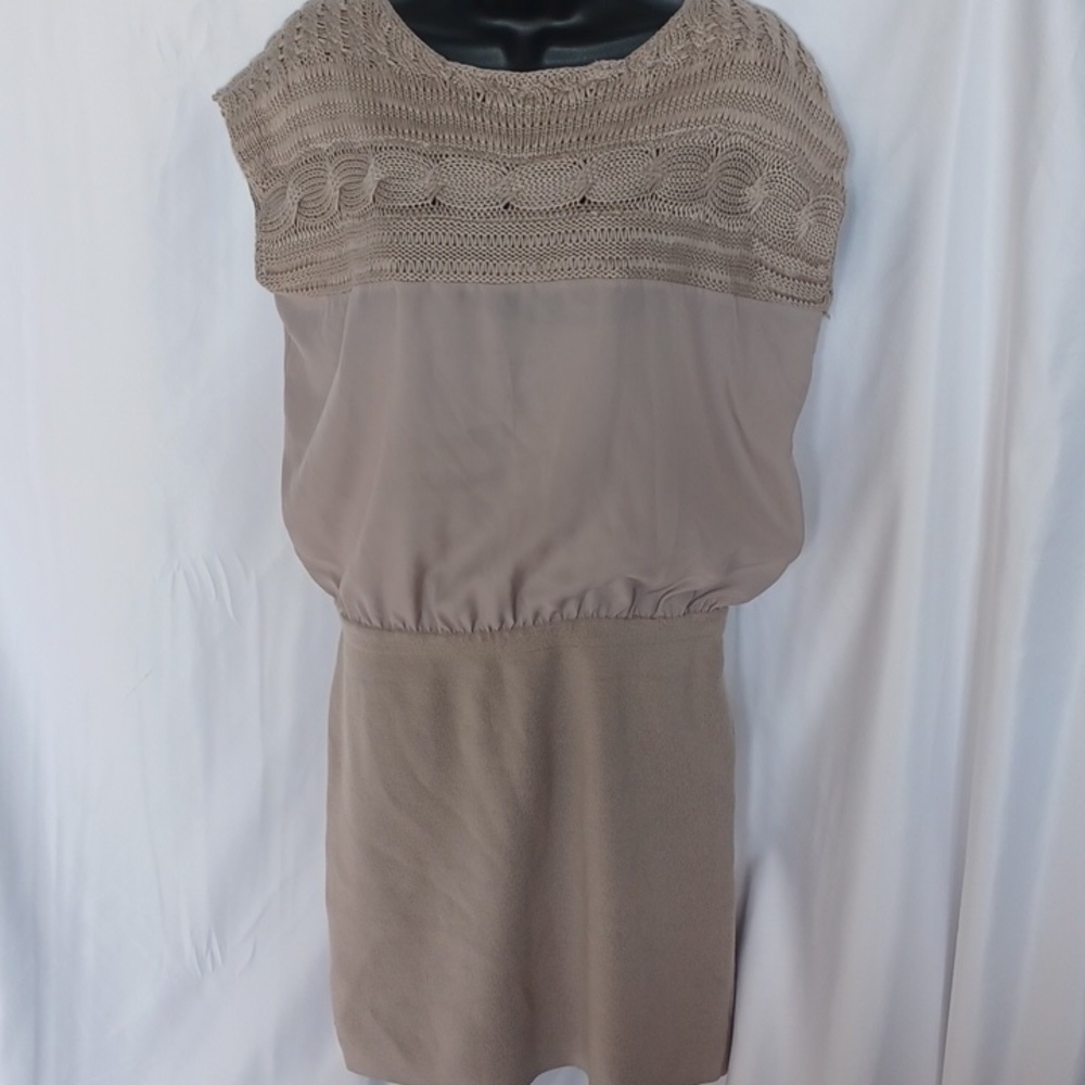 Vince Camuto Crew Neck Cable Sweater Combo Dress